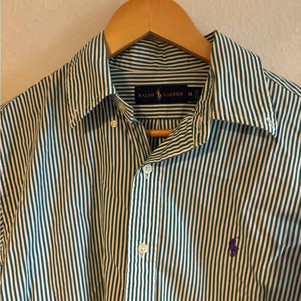Polo Ralph Lauren Green Striped button down - Picture 4 of 7